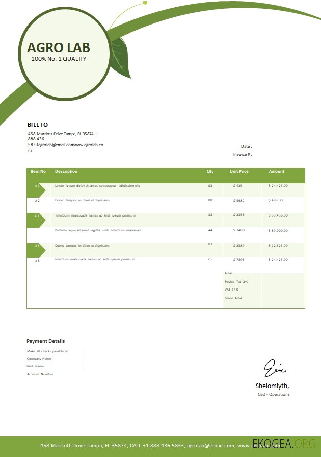 Modèle de facture agricole gratuit